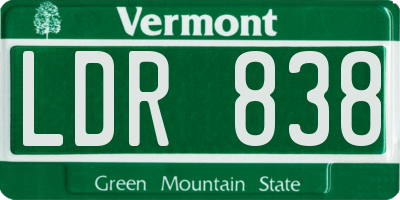 VT license plate LDR838