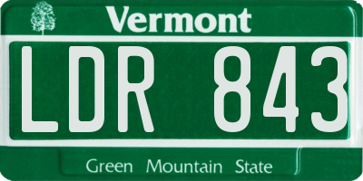 VT license plate LDR843