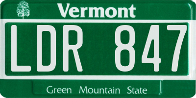 VT license plate LDR847