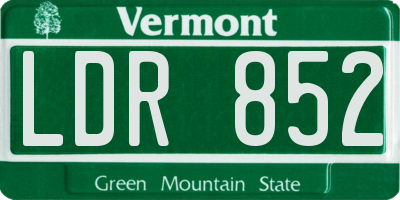 VT license plate LDR852