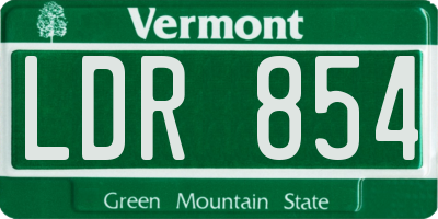 VT license plate LDR854