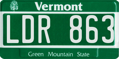 VT license plate LDR863
