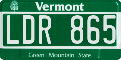 VT license plate LDR865