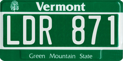 VT license plate LDR871
