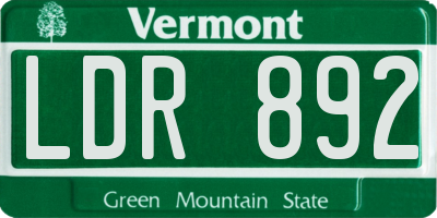 VT license plate LDR892