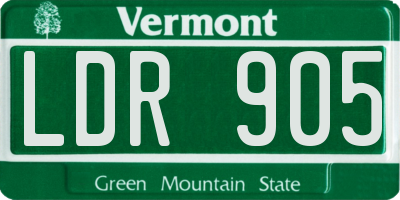 VT license plate LDR905