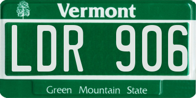 VT license plate LDR906