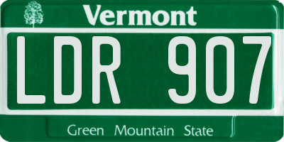 VT license plate LDR907