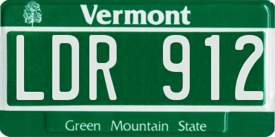 VT license plate LDR912