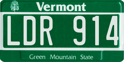 VT license plate LDR914