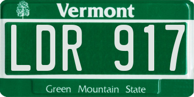 VT license plate LDR917