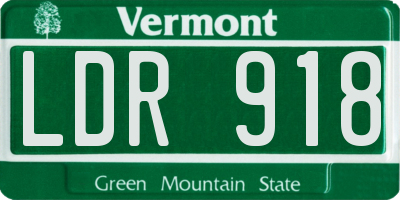 VT license plate LDR918