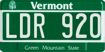 VT license plate LDR920