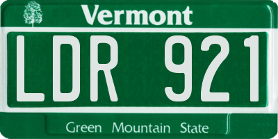 VT license plate LDR921