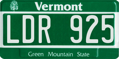 VT license plate LDR925