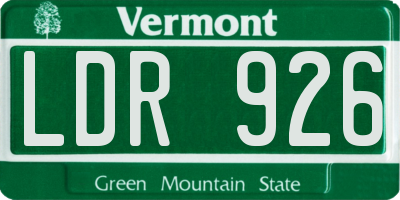 VT license plate LDR926