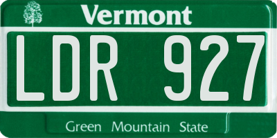 VT license plate LDR927