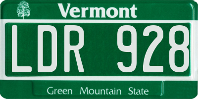 VT license plate LDR928
