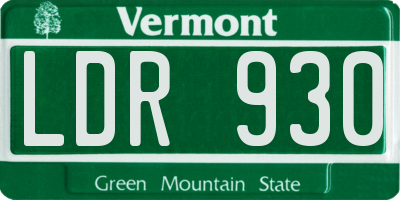VT license plate LDR930