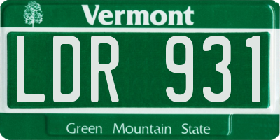 VT license plate LDR931