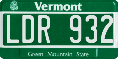 VT license plate LDR932