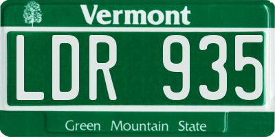 VT license plate LDR935