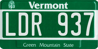 VT license plate LDR937