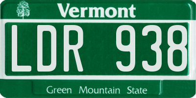 VT license plate LDR938