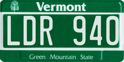 VT license plate LDR940