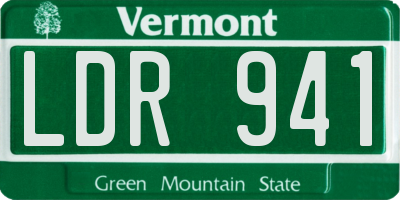 VT license plate LDR941