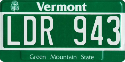 VT license plate LDR943