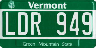VT license plate LDR949
