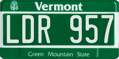 VT license plate LDR957