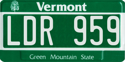 VT license plate LDR959