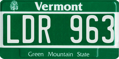VT license plate LDR963