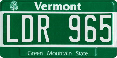 VT license plate LDR965