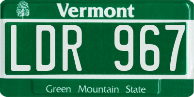VT license plate LDR967