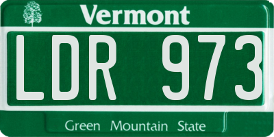 VT license plate LDR973