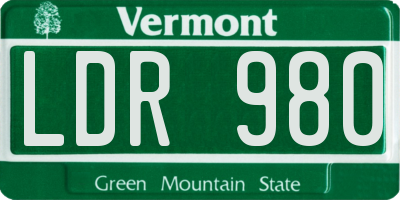 VT license plate LDR980