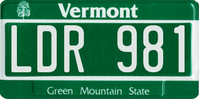 VT license plate LDR981