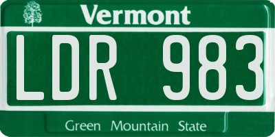 VT license plate LDR983