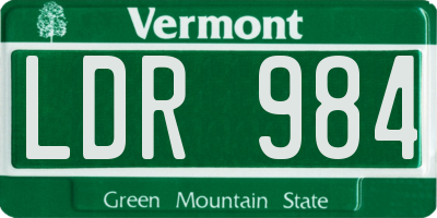 VT license plate LDR984