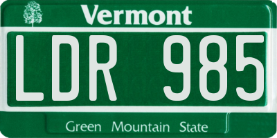 VT license plate LDR985