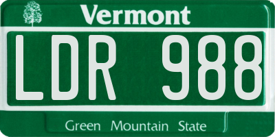 VT license plate LDR988