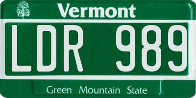 VT license plate LDR989