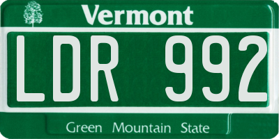 VT license plate LDR992