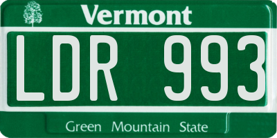 VT license plate LDR993