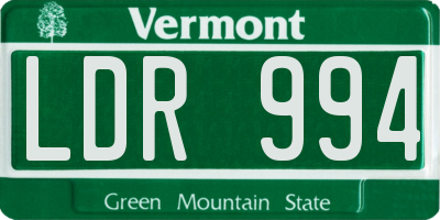 VT license plate LDR994