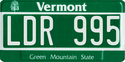 VT license plate LDR995