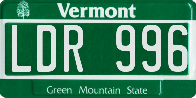 VT license plate LDR996
